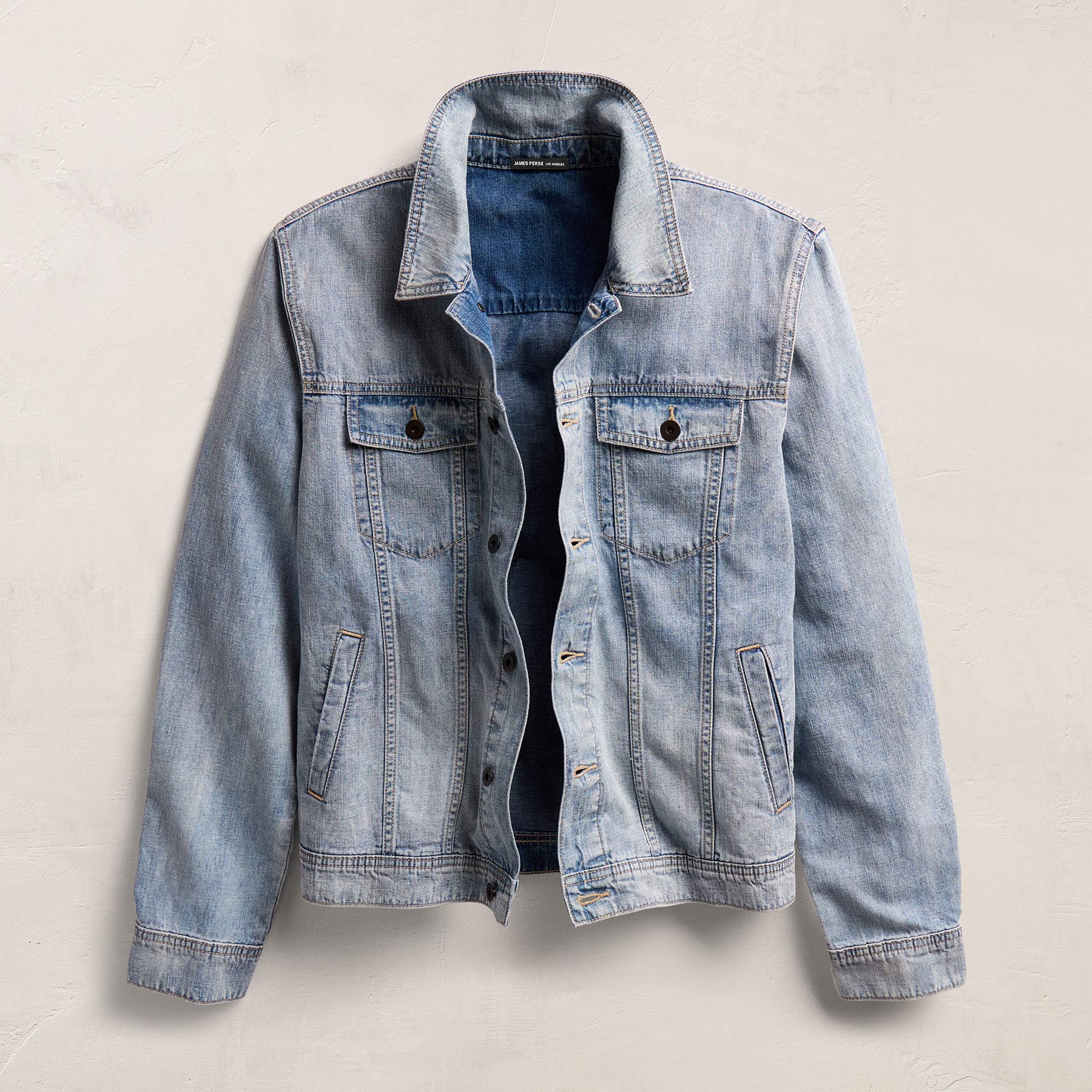 Veste trucker en lin et jean - Délavage clair