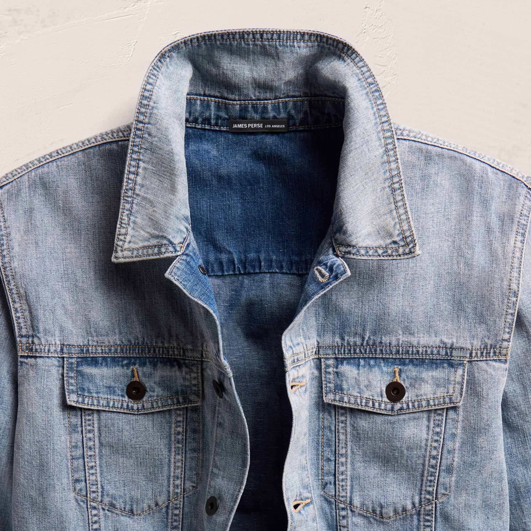 Veste trucker en lin et jean - Délavage clair