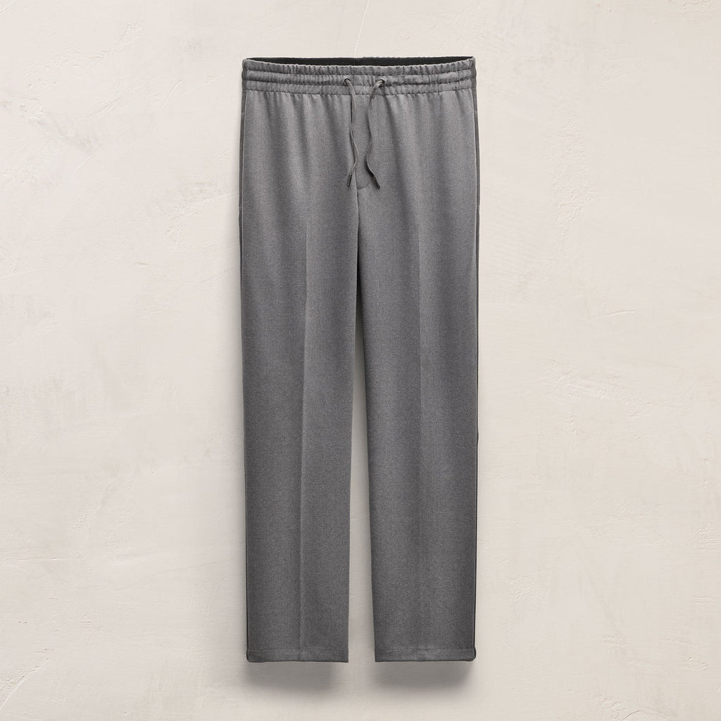Pantalon à cordon en laine avec empiècements en daim - Gris chiné
