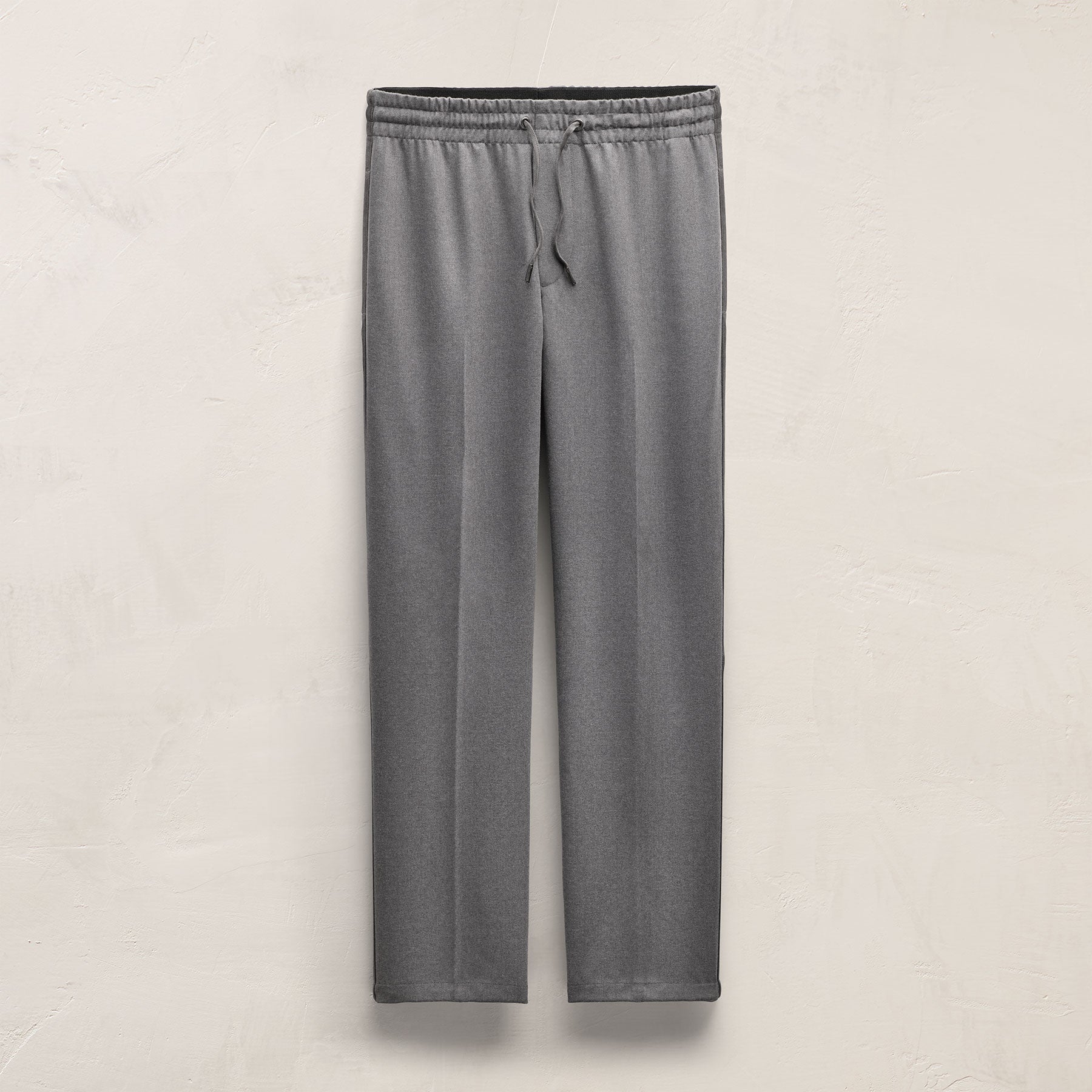 Pantalon à cordon en laine avec empiècements en daim - Gris chiné