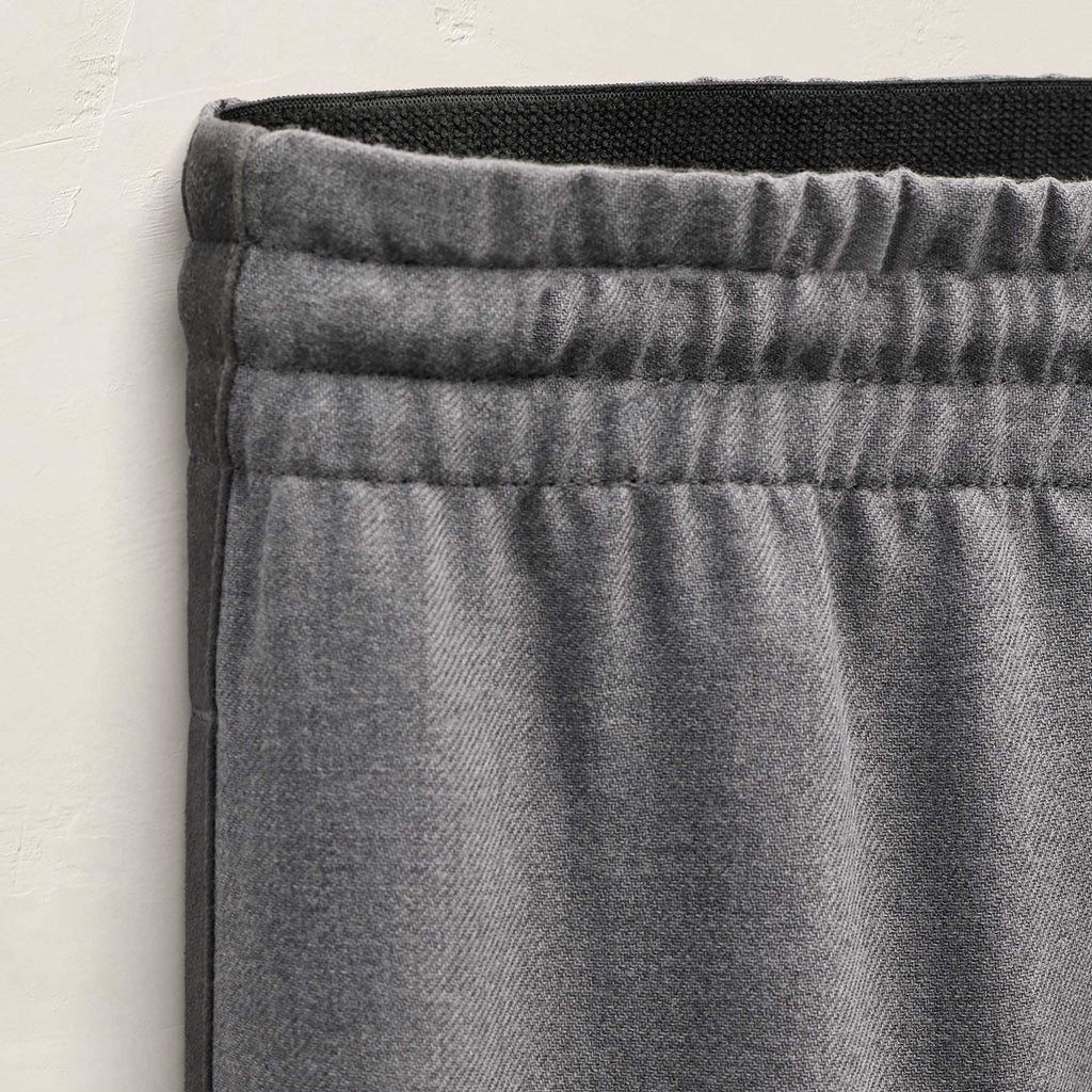 Pantalon à cordon en laine avec empiècements en daim - Gris chiné