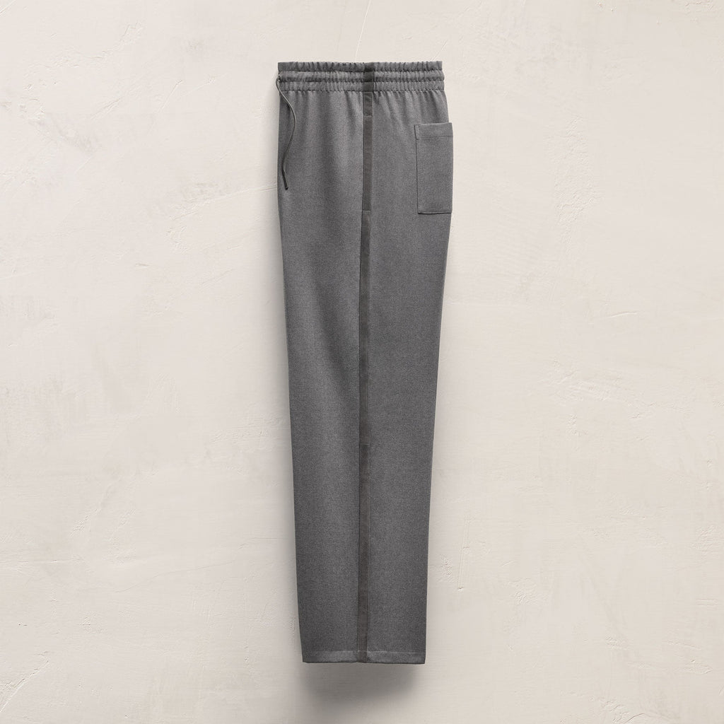 Pantalon à cordon en laine avec empiècements en daim - Gris chiné