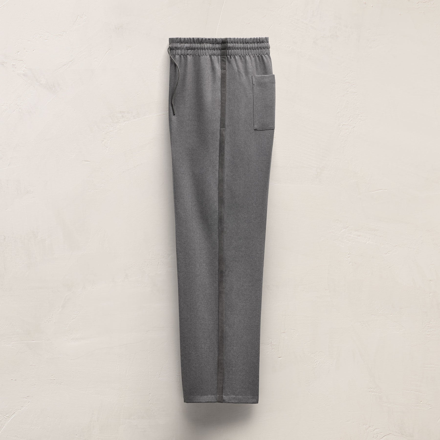 Pantalon à cordon en laine avec empiècements en daim - Gris chiné