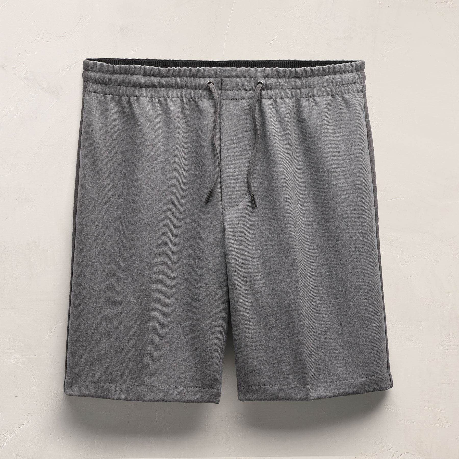 Suede Trim Wool Drawstring Short - Heather Grey