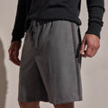 Short en laine à cordon et bordure en daim - Gris chiné