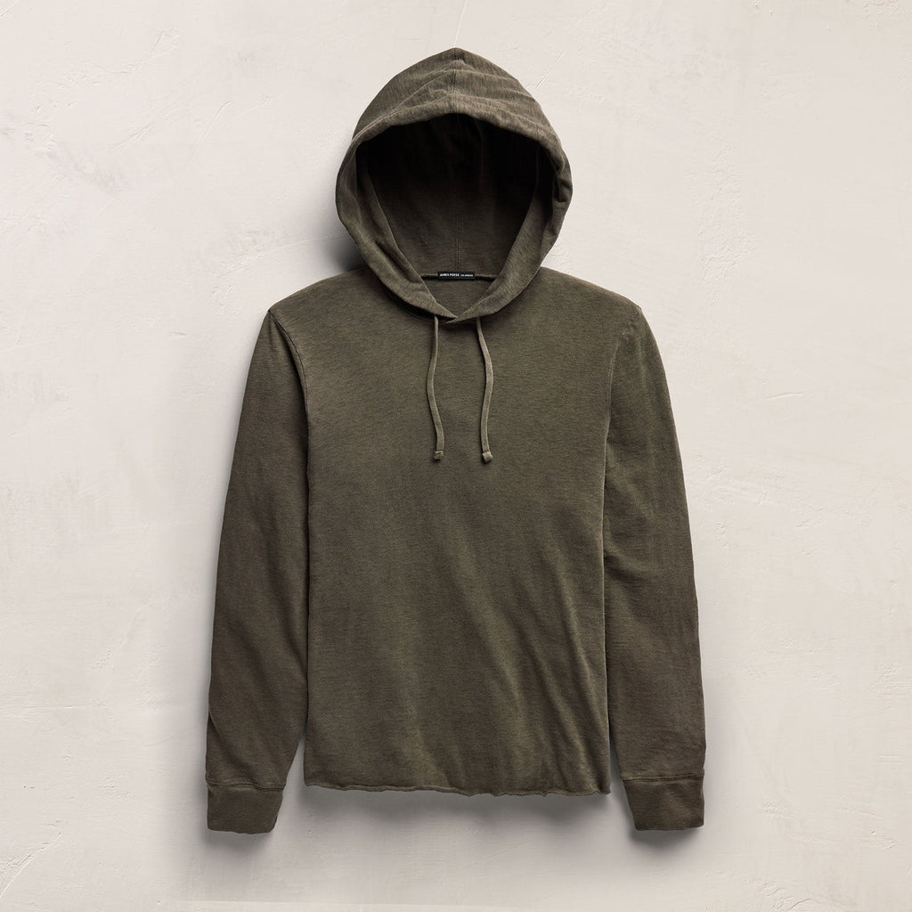 Sweat à capuche en coton flammé - Pigment vert armée