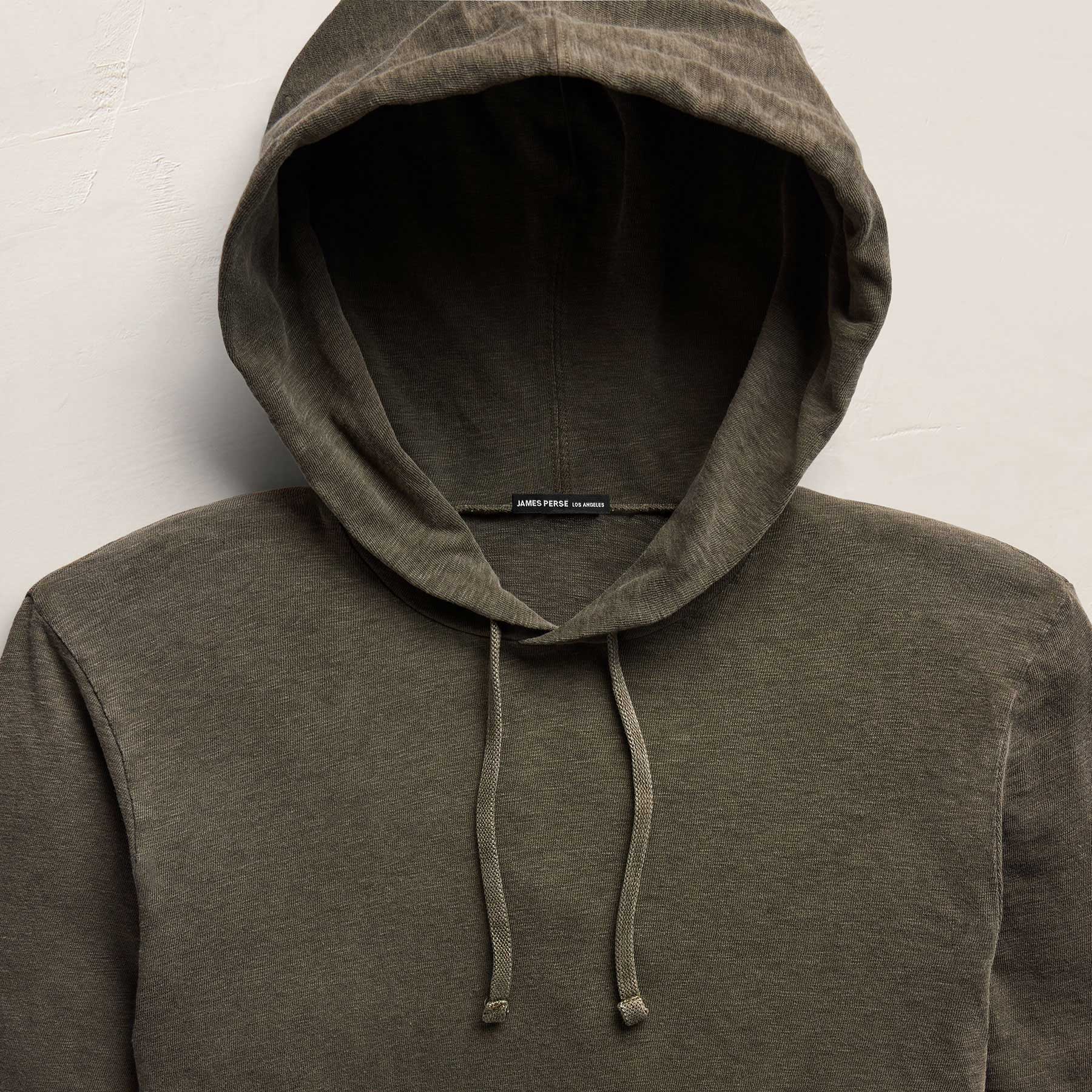 Sweat à capuche en coton flammé - Pigment vert armée