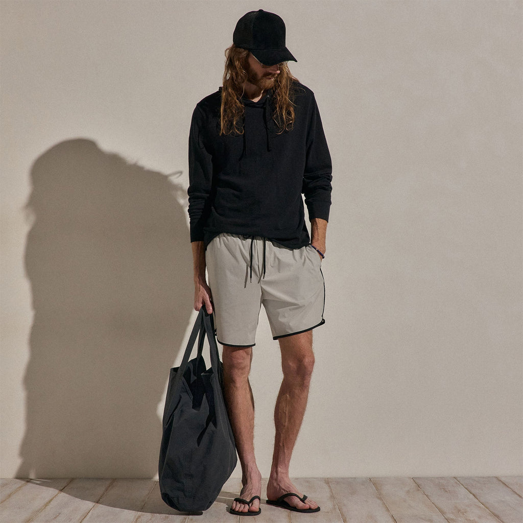 Sweat à capuche en coton flammé - Noir