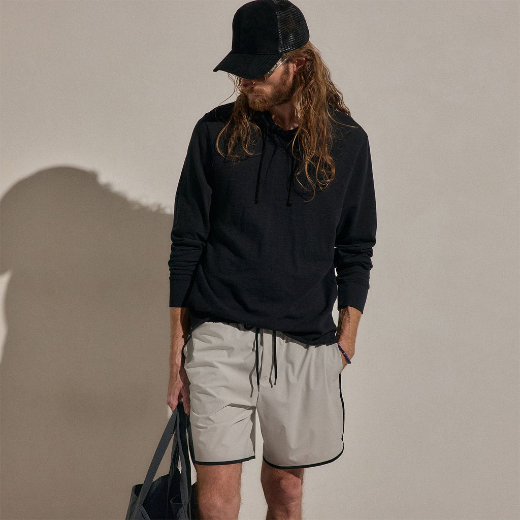 Sweat à capuche en coton flammé - Noir
