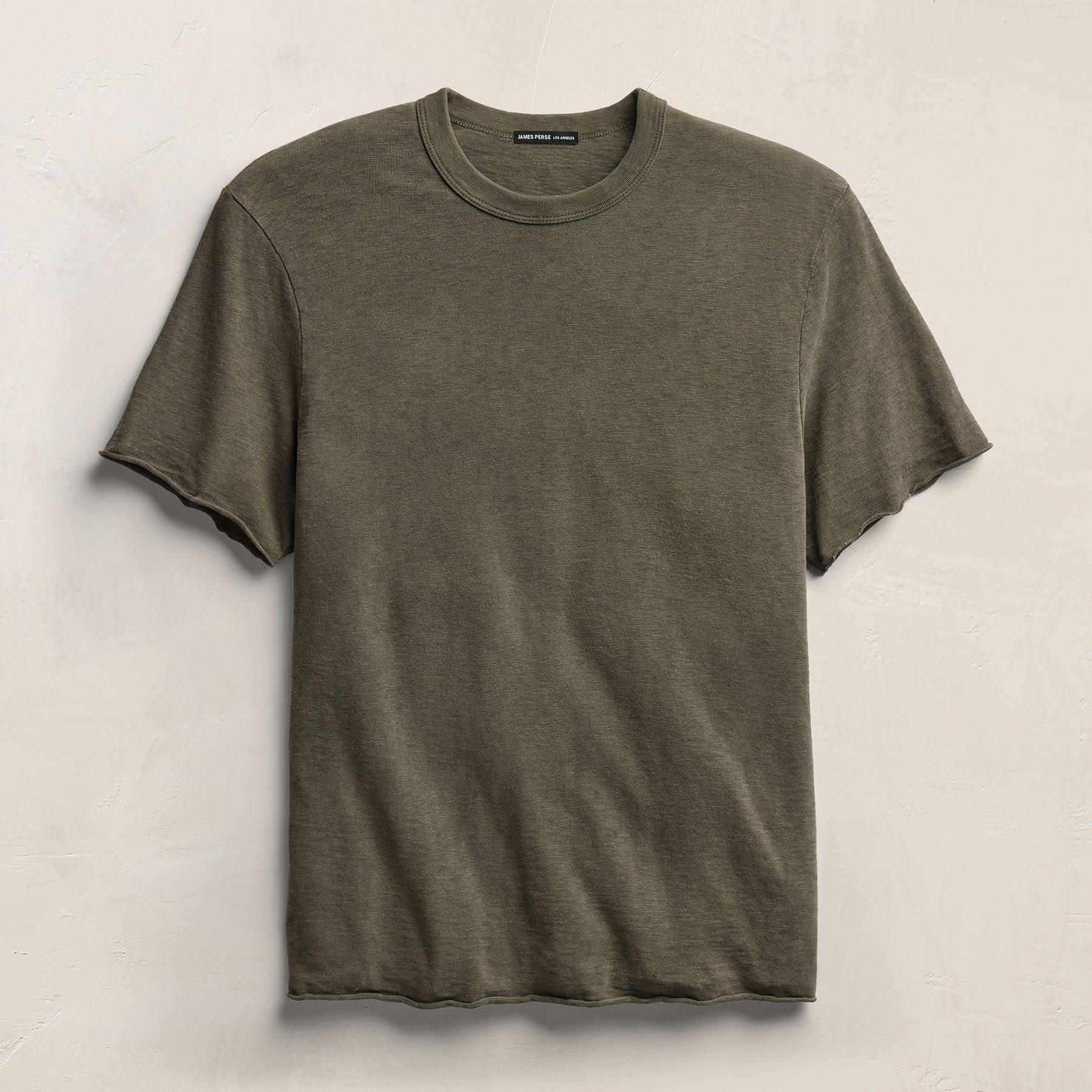 T-shirt à manches courtes en coton flammé - Pigment vert armée