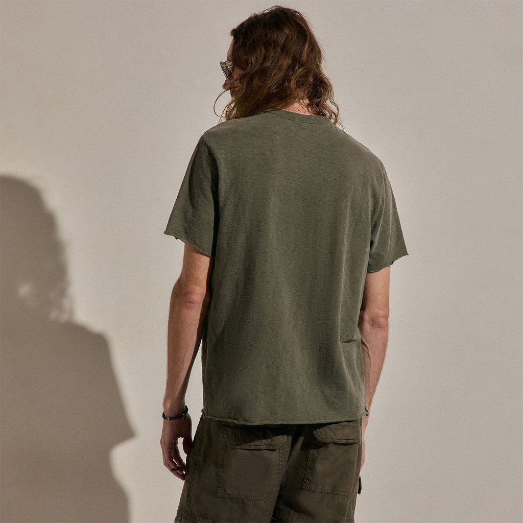 T-shirt à manches courtes en coton flammé - Pigment vert armée