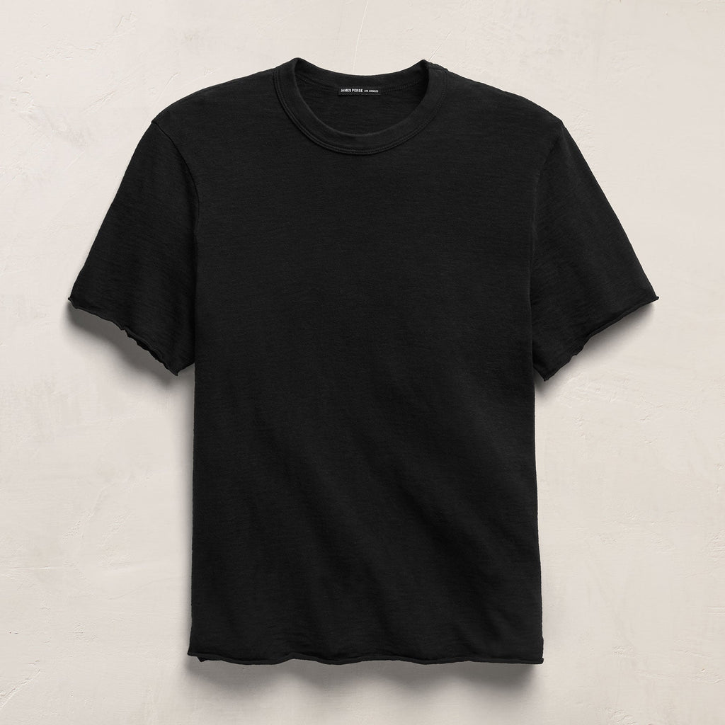 T-shirt à manches courtes en coton flammé - Noir