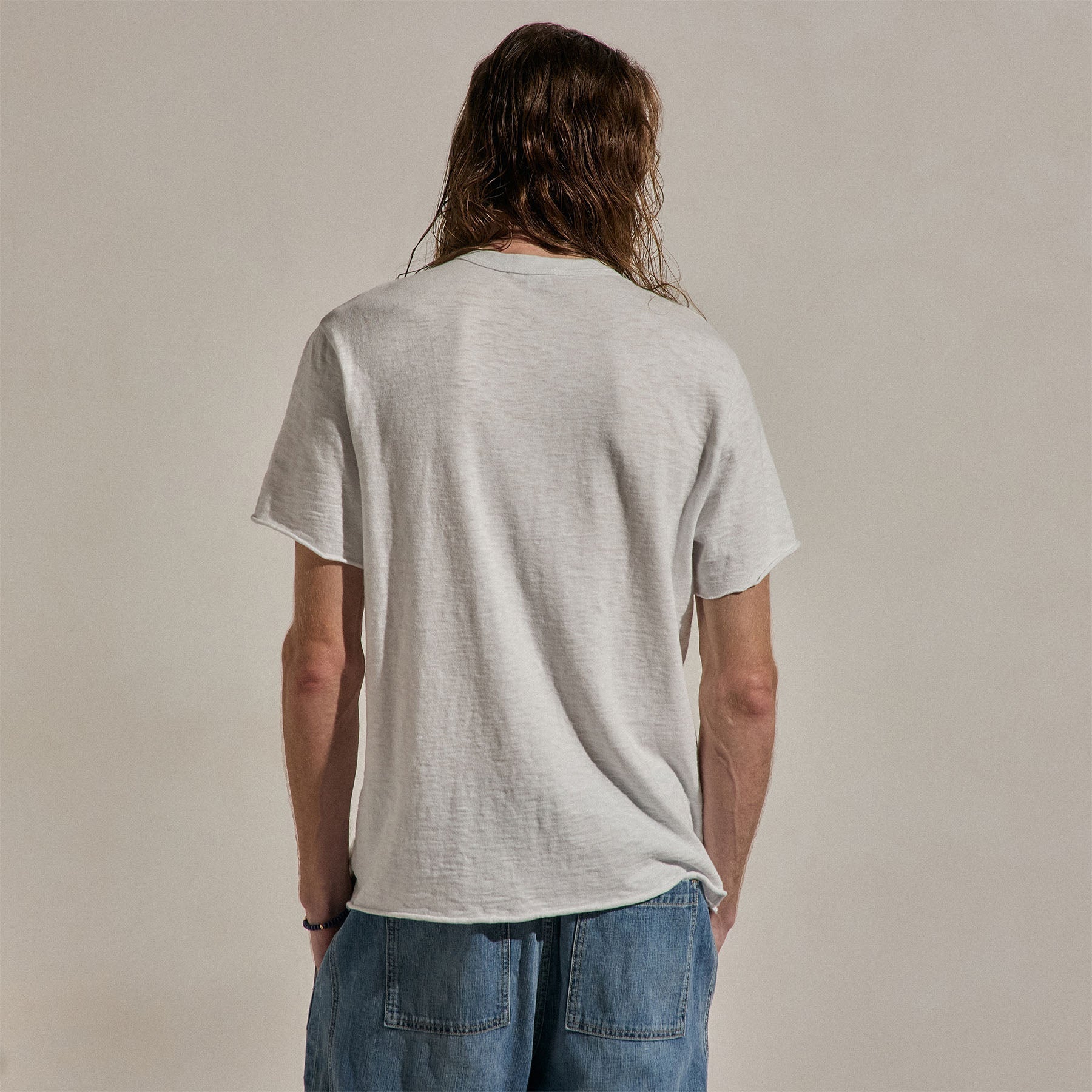 T-shirt en coton flammé à manches courtes - Blanc