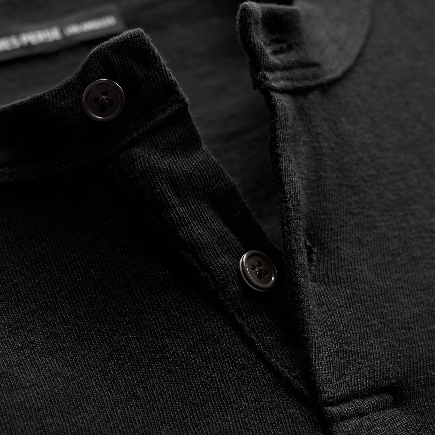 T-shirt henley à manches courtes en jersey flammé - Noir