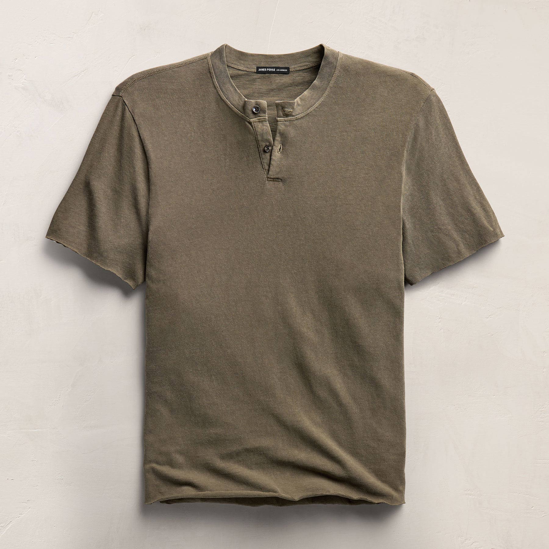 Henley en jersey flammé à manches courtes - Pigment vert olive clair