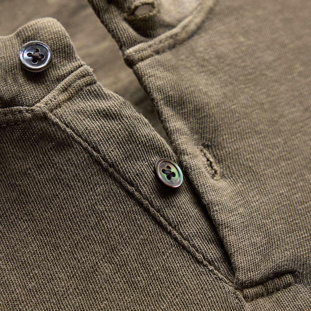 Henley en jersey flammé à manches courtes - Pigment vert olive clair