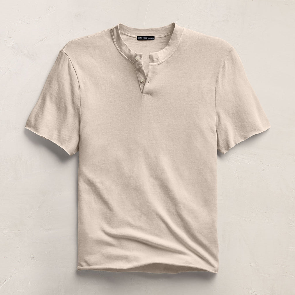 Henley en jersey flammé à manches courtes - Pigment perlé