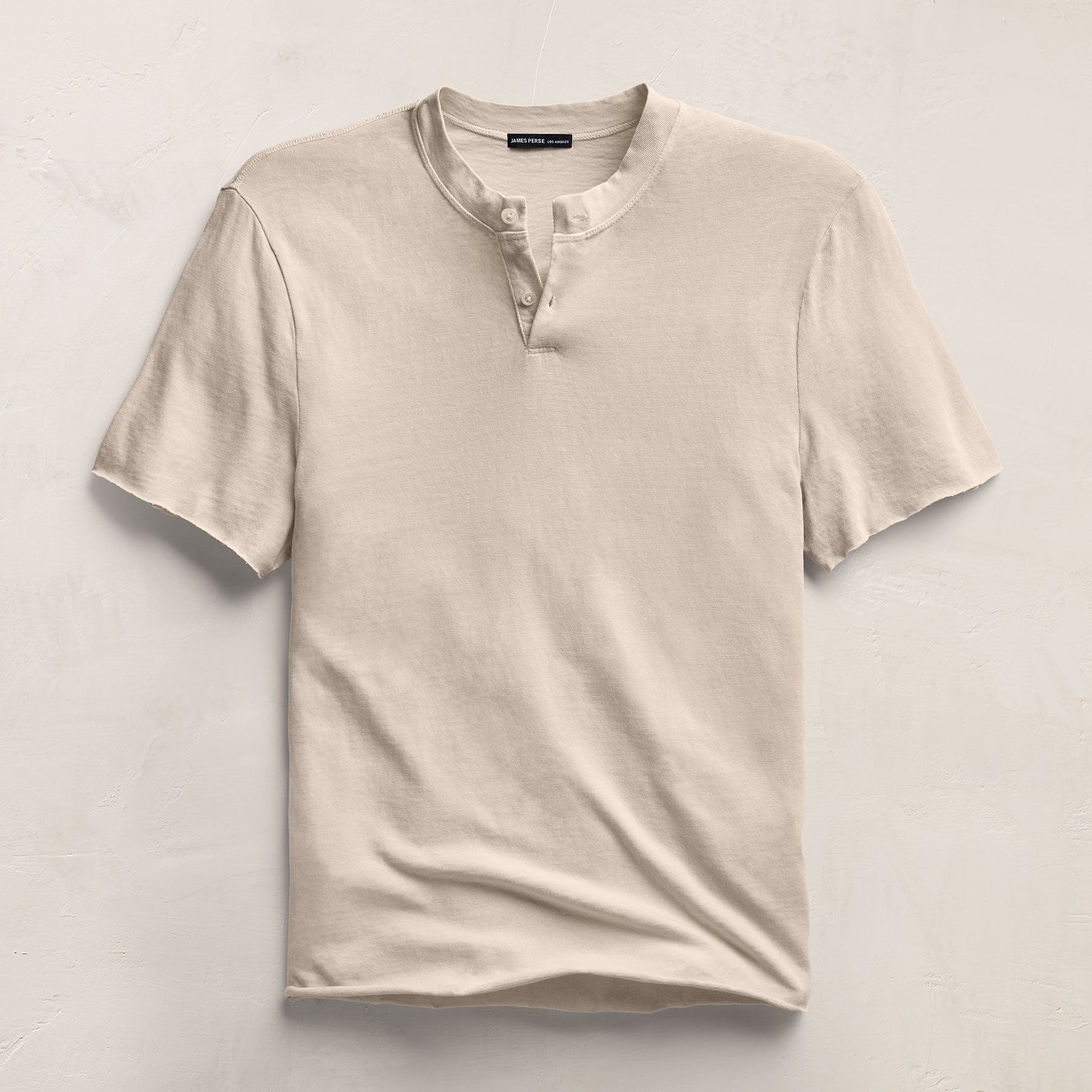 Henley en jersey flammé à manches courtes - Pigment perlé