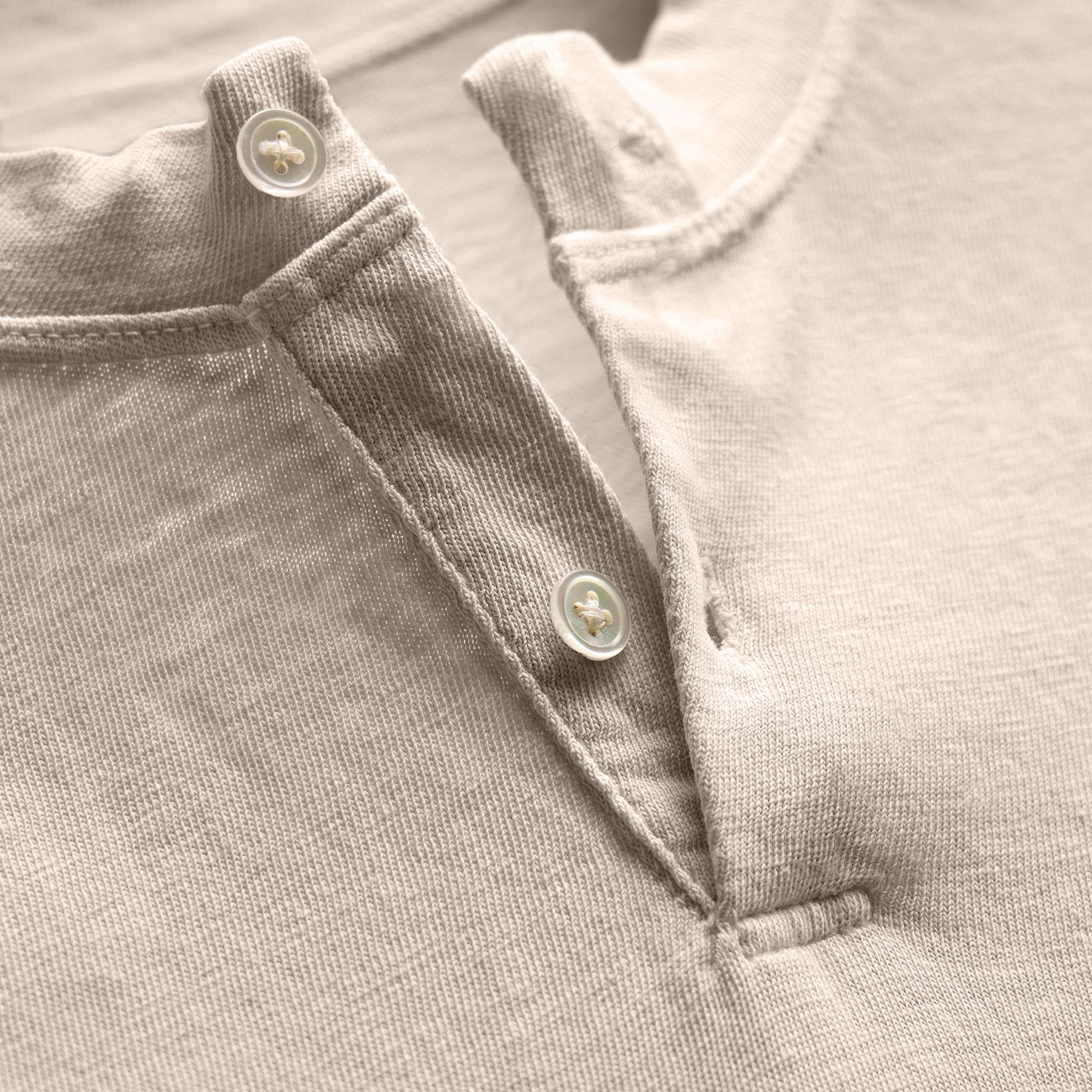 Henley en jersey flammé à manches courtes - Pigment perlé