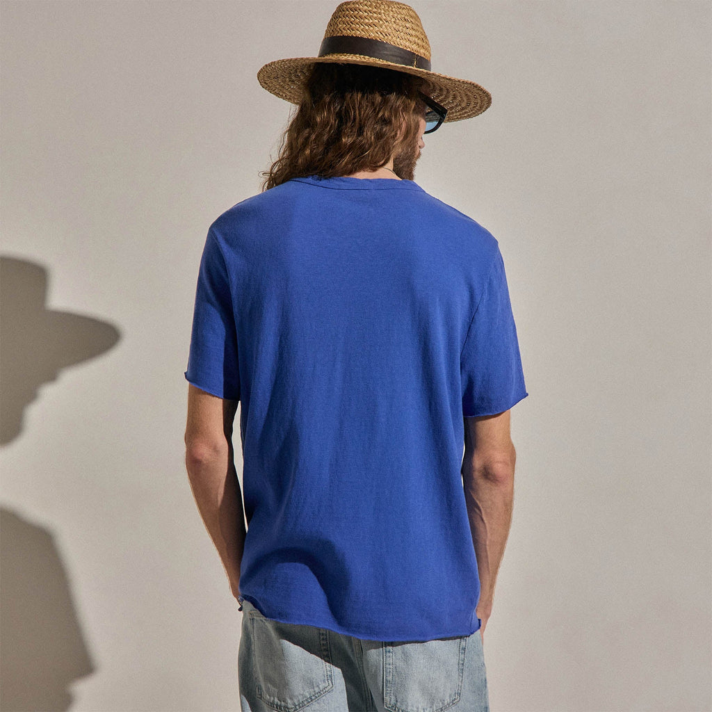 T-shirt à poche en jersey flammé - Bleu Baltique