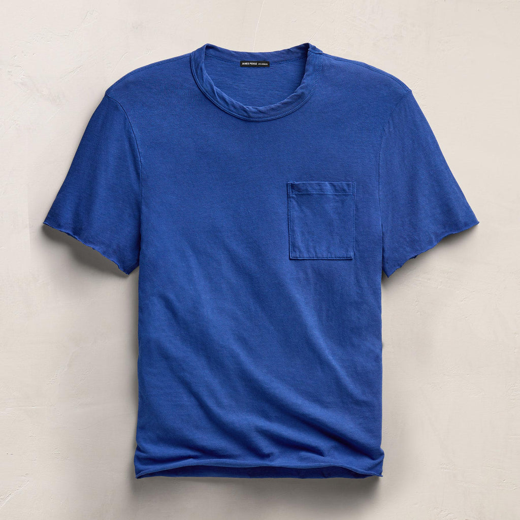 T-shirt à poche en jersey flammé - Bleu Baltique