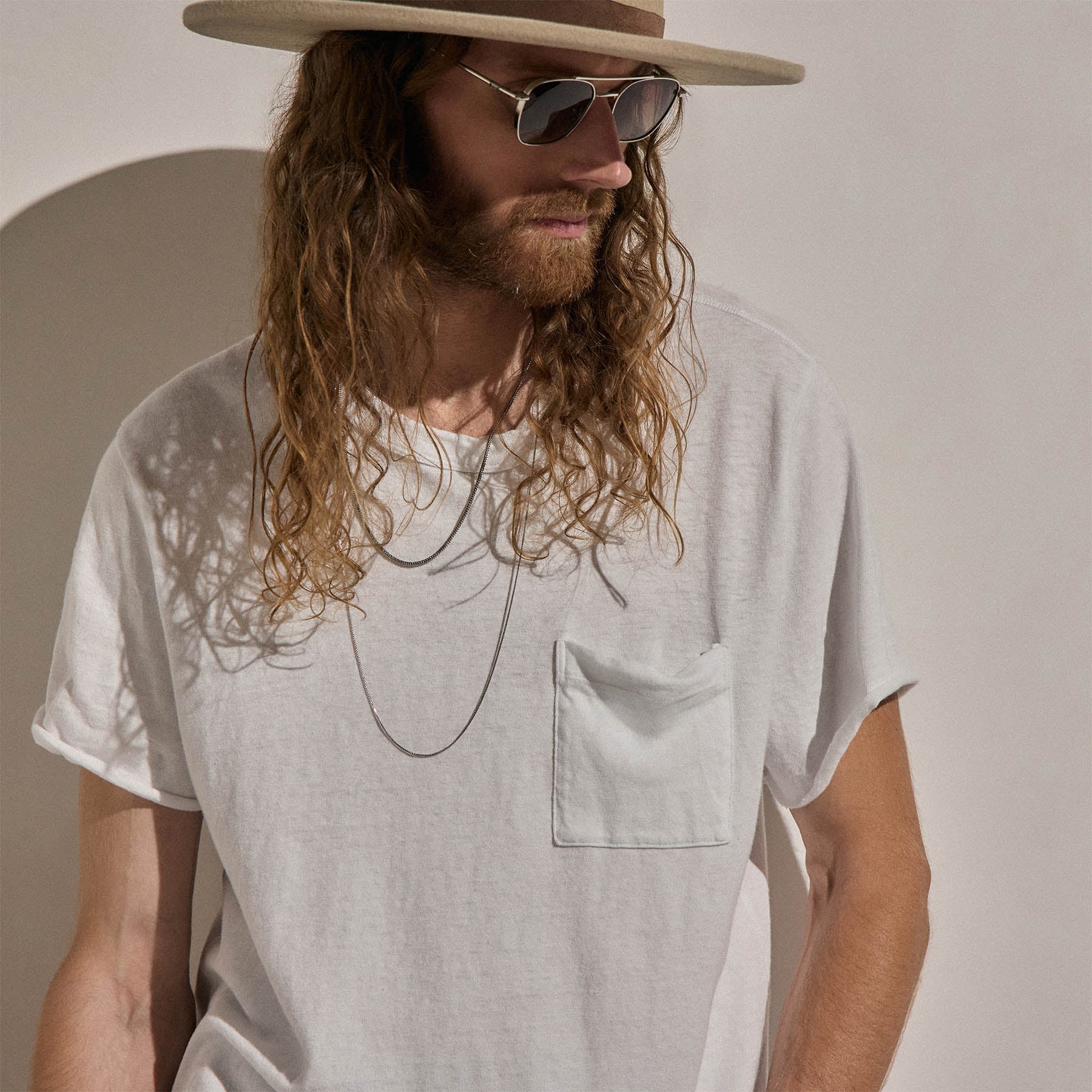 T-shirt poche en jersey flammé - Blanc