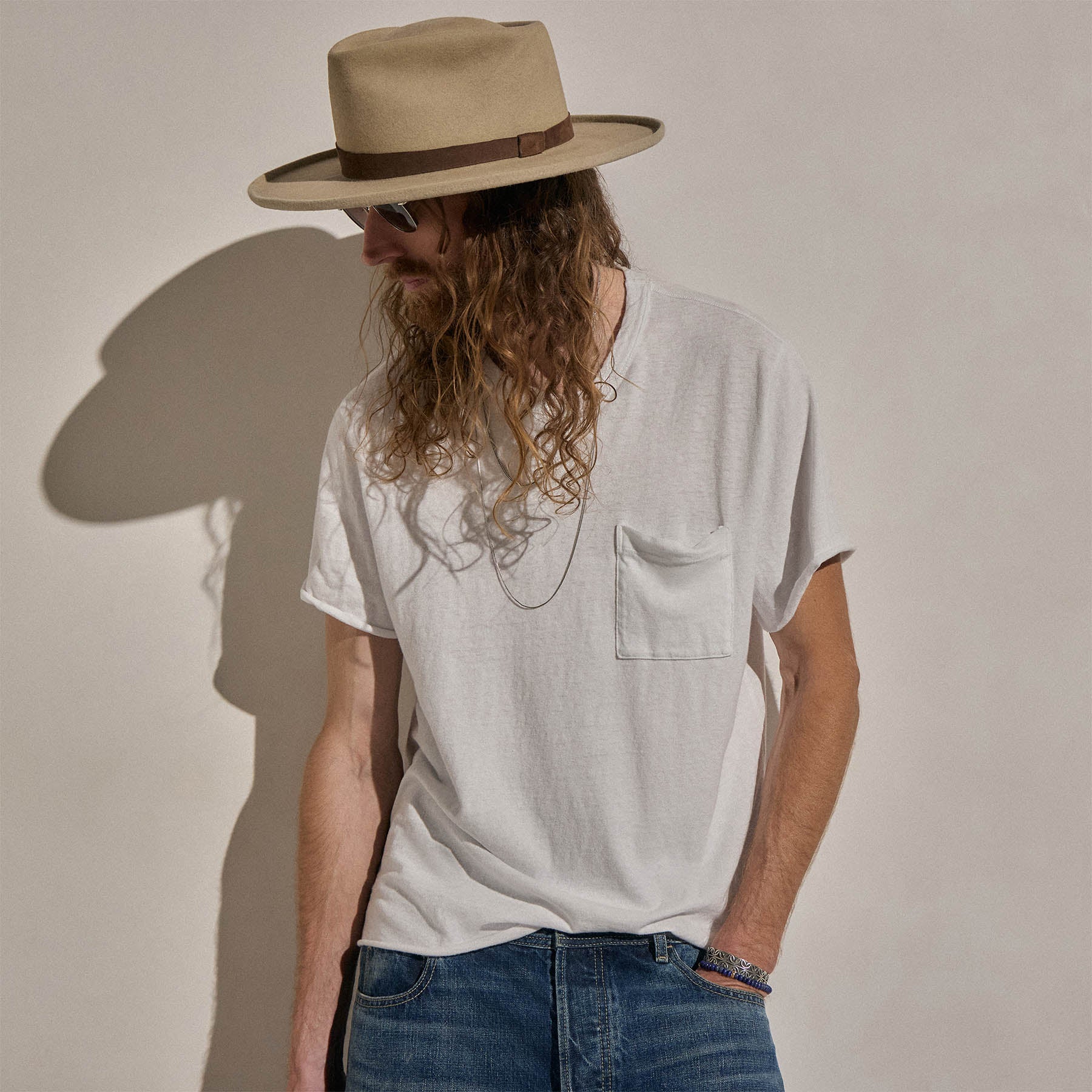 T-shirt poche en jersey flammé - Blanc