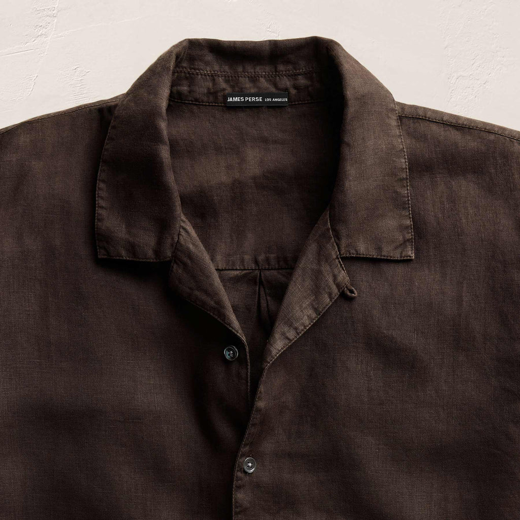 Chemise légère à manches courtes en lin - Pigment écorce