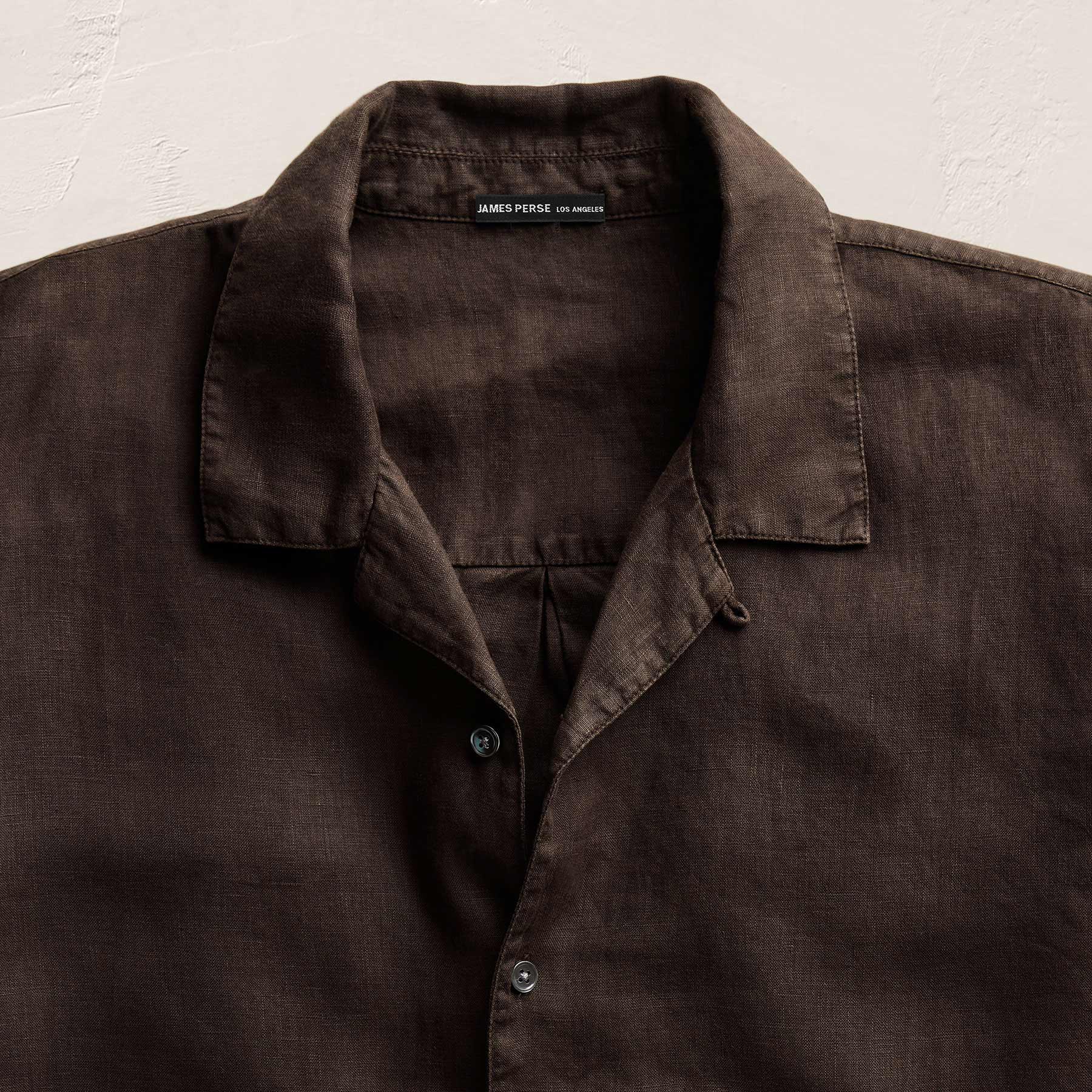 Lightweight Linen Short Sleeve Shirt - Bark Pigment