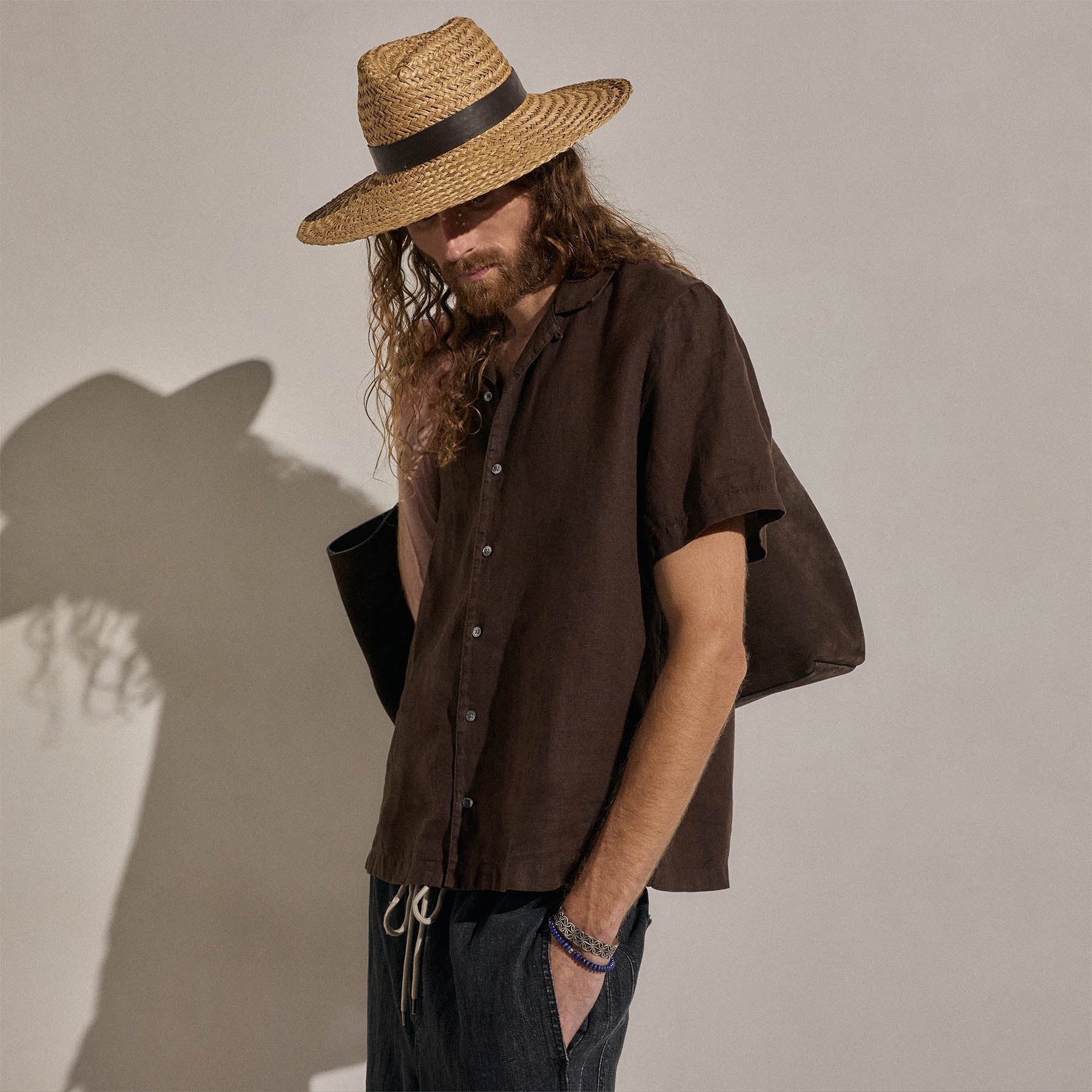 Lightweight Linen Short Sleeve Shirt - Bark Pigment