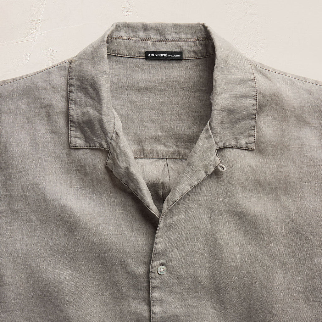 Chemise légère à manches courtes en lin - Pigment Brouillard