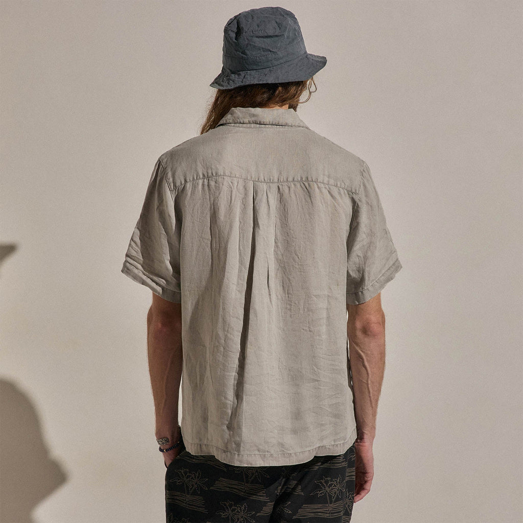 Chemise légère à manches courtes en lin - Pigment Brouillard