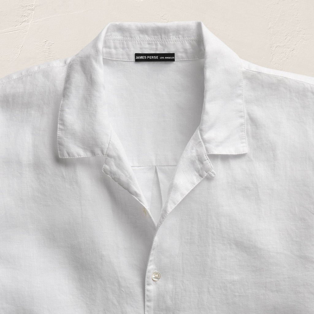 Chemise légère en lin à manches courtes - Blanc
