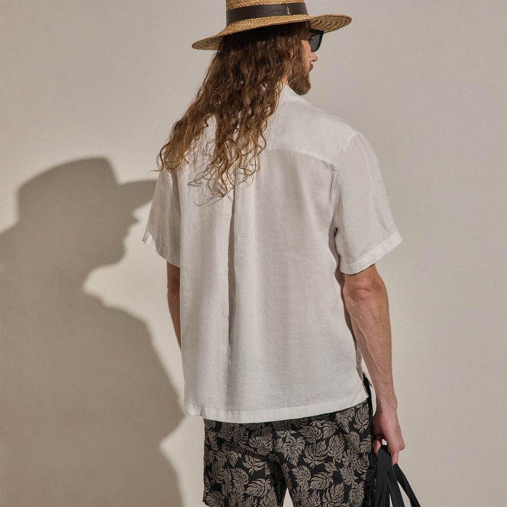 Chemise légère en lin à manches courtes - Blanc