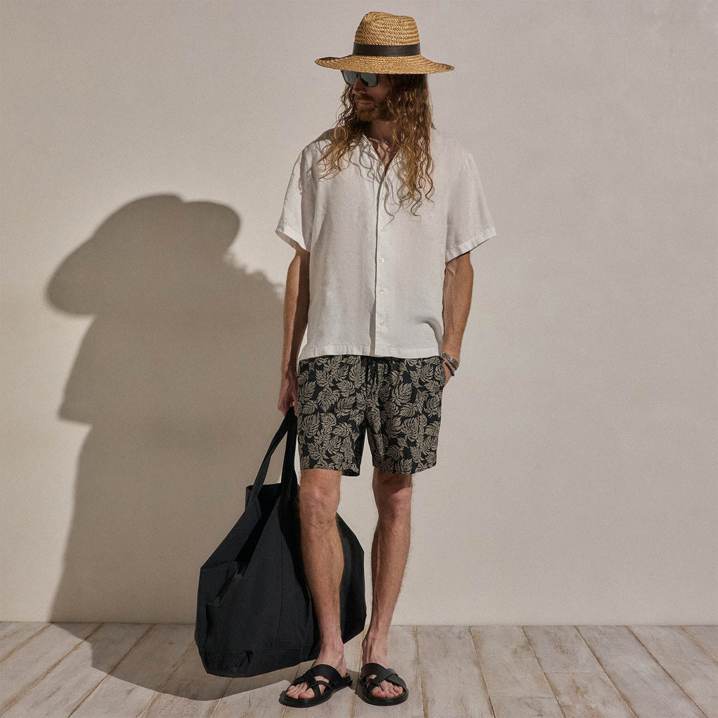 Chemise légère en lin à manches courtes - Blanc