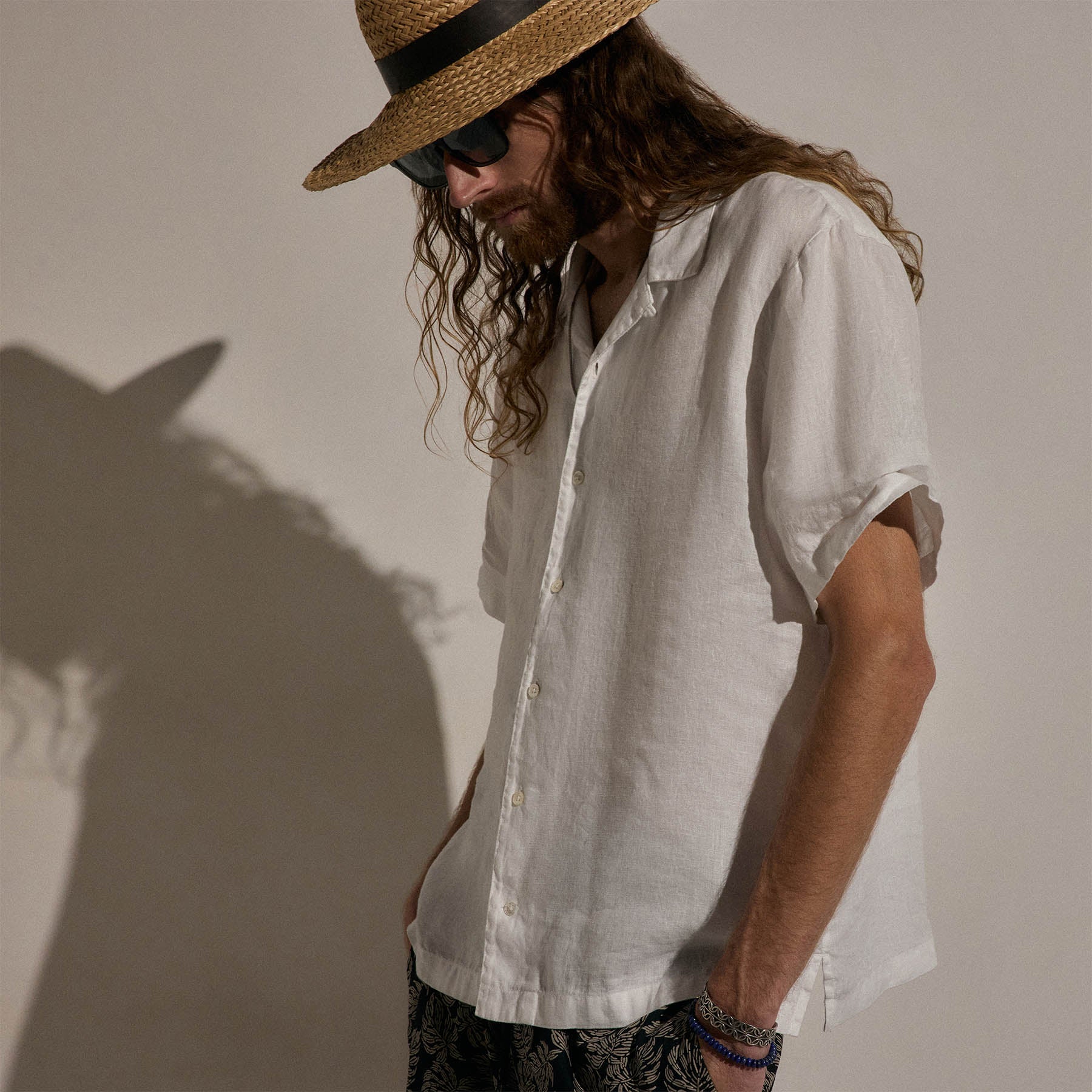 Lightweight Linen Short Sleeve Shirt - White
