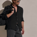 Chemise en lin légère - Noir