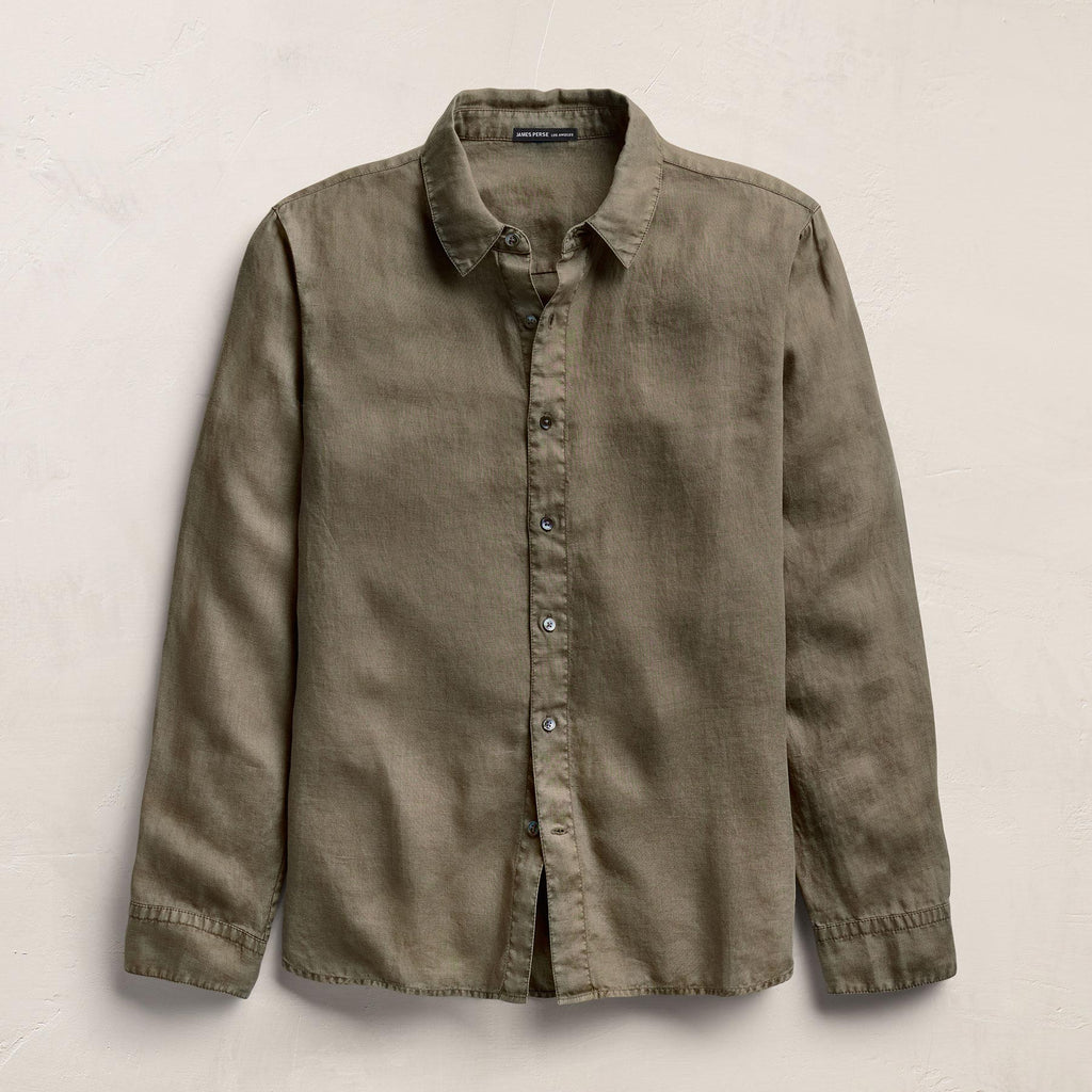 Chemise en lin léger – Pigment vert olive clair