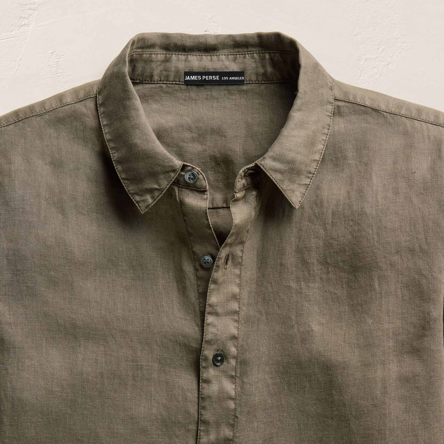 Chemise en lin léger – Pigment vert olive clair