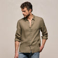 Chemise en lin léger – Pigment vert olive clair