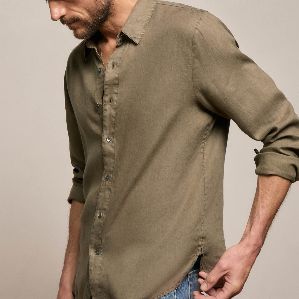 Chemise en lin léger – Pigment vert olive clair