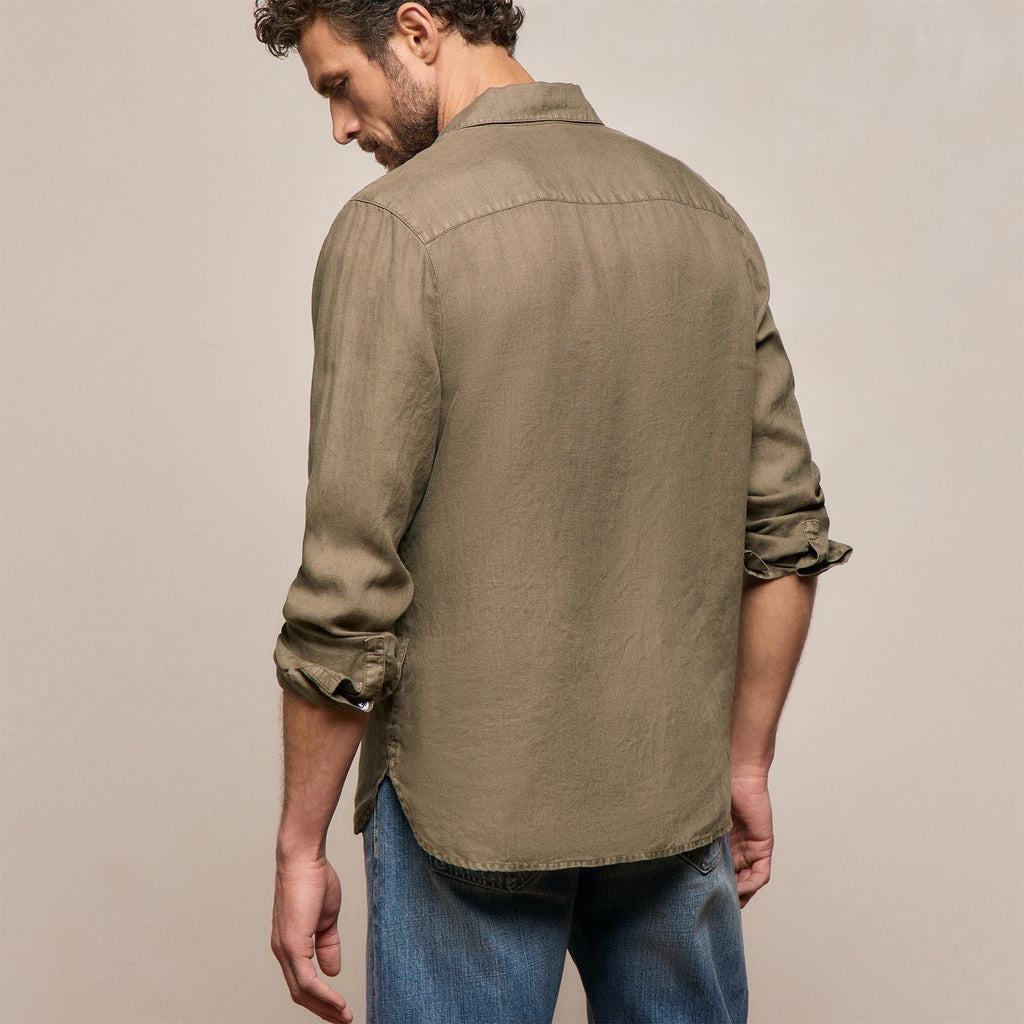 Chemise en lin léger – Pigment vert olive clair