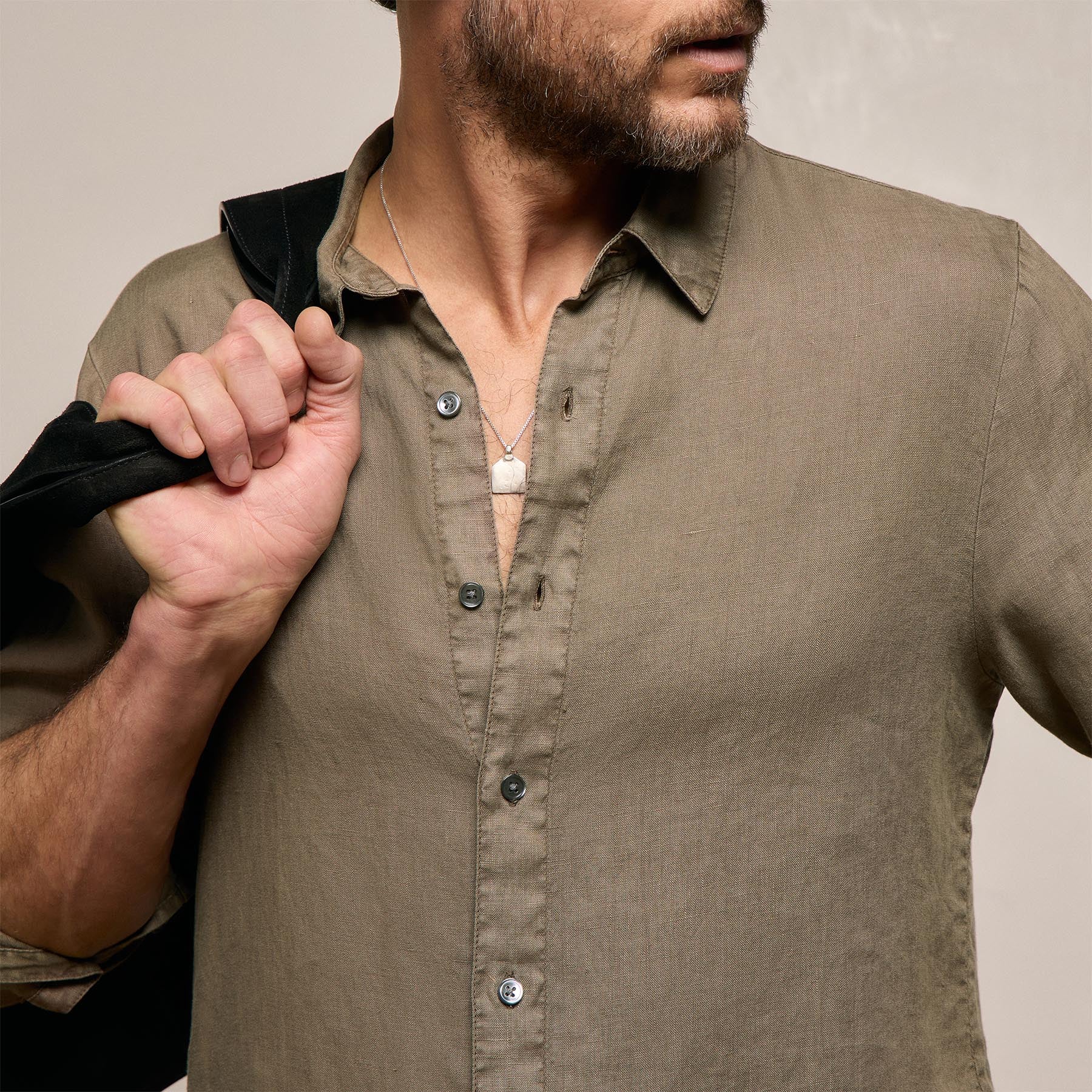 Lightweight Linen Shirt - Light Olive Pigment