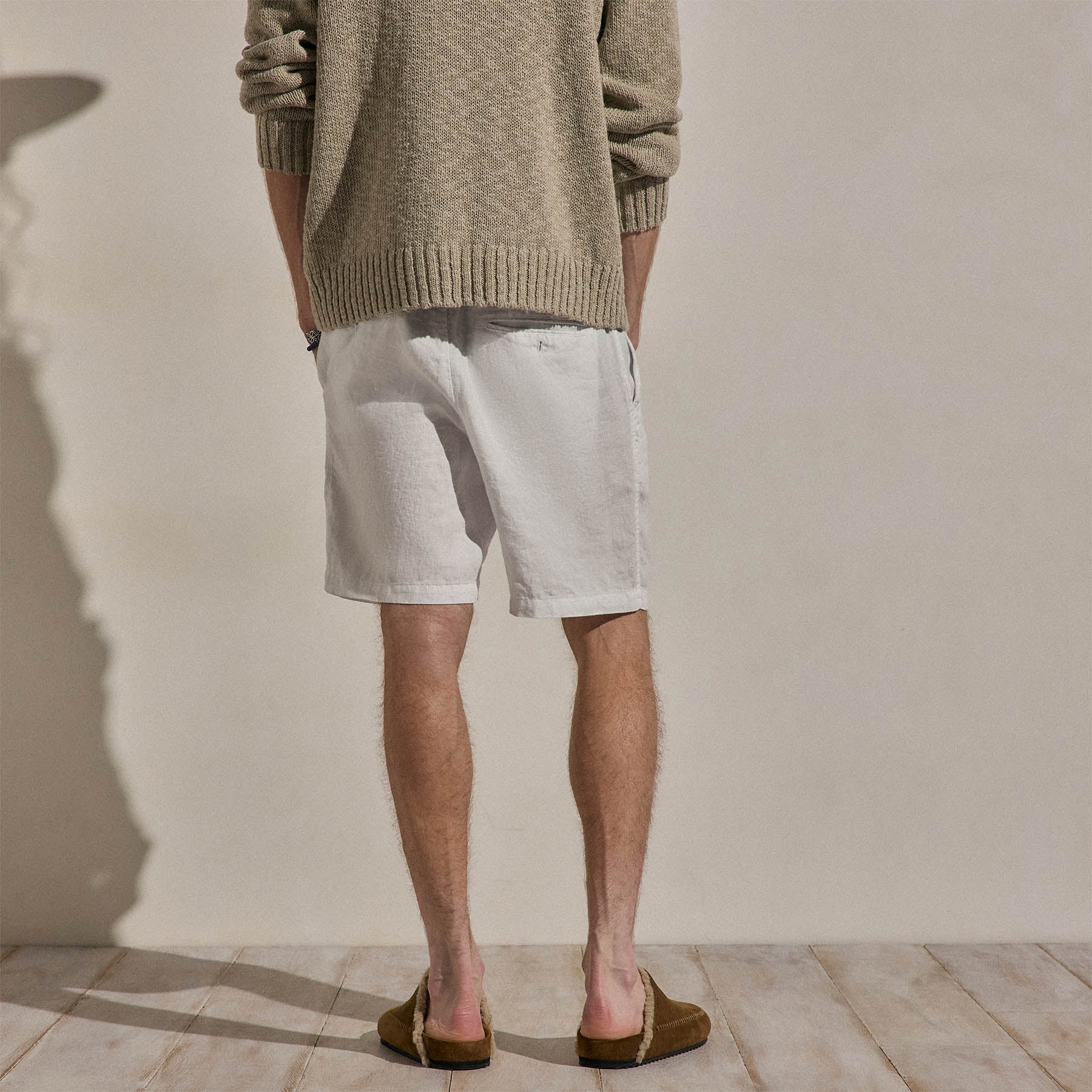 Short décontracté en lin léger - Blanc