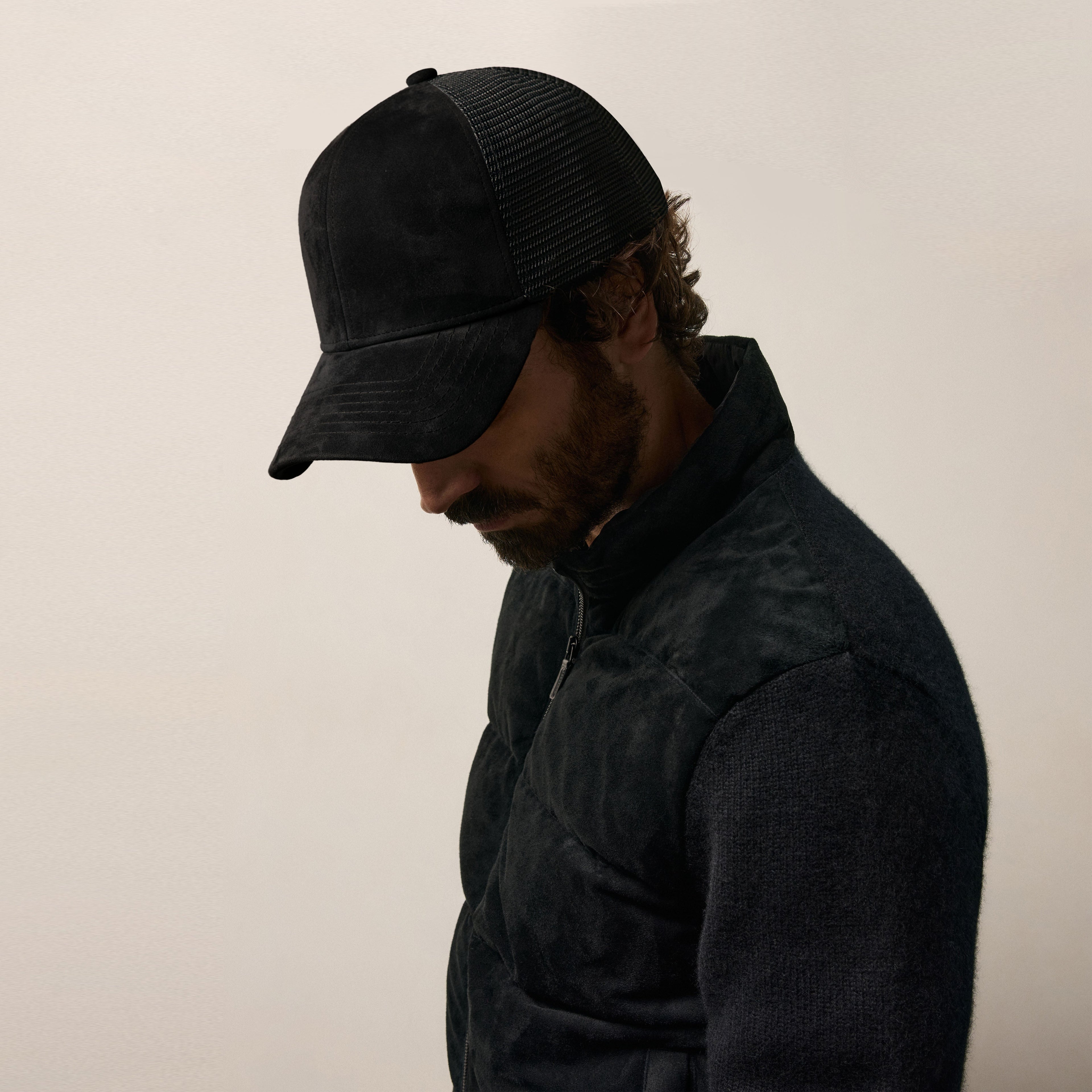 Suede Baseball Hat - Black