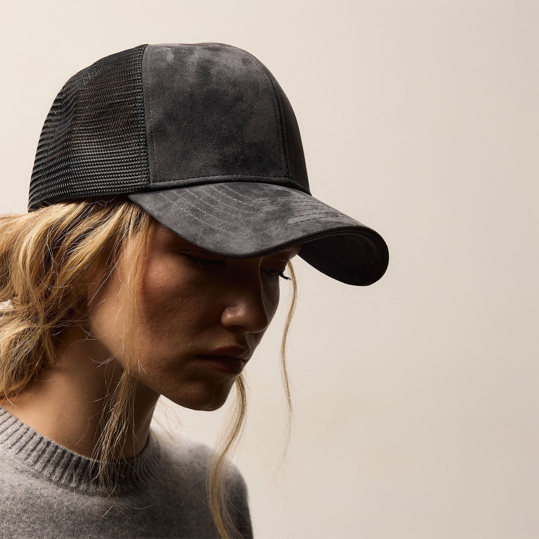 Suede Baseball Hat - Smokey Grey