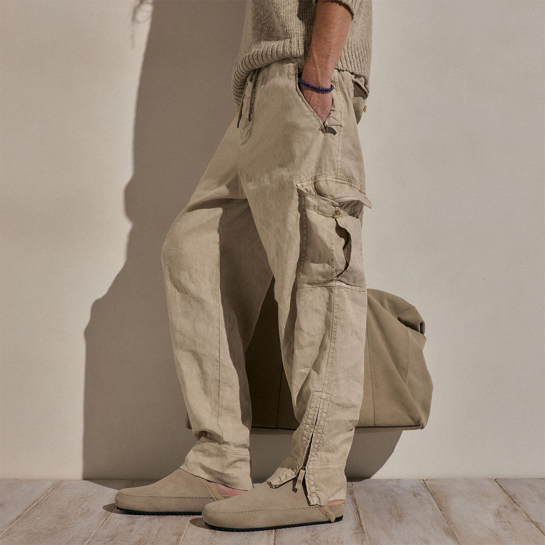 Pantalon cargo Parachute en lin et coton – Pigment de lin