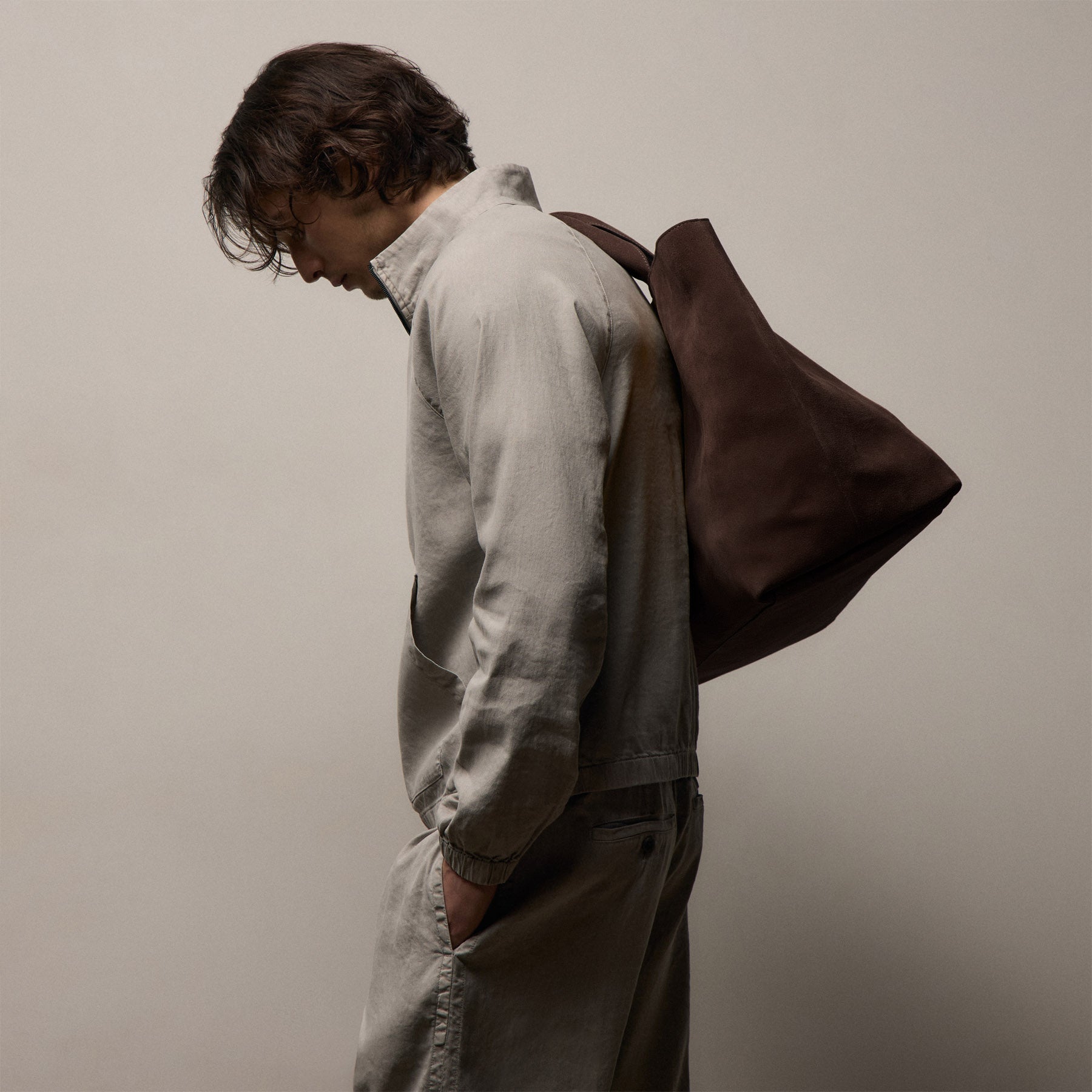 Suede Large Tote - Cafe