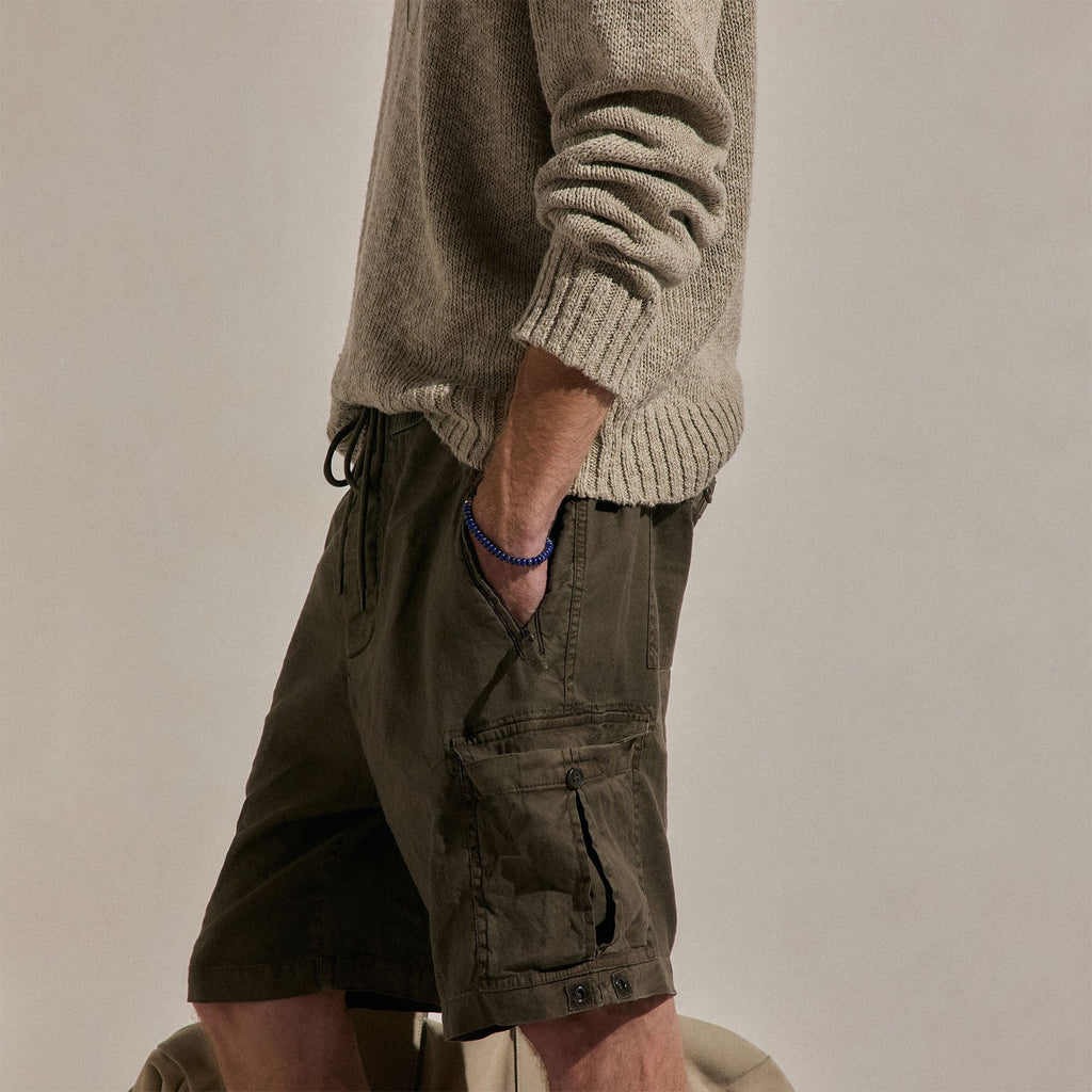 Short cargo en lin et coton Parachute - Pigment vert armée