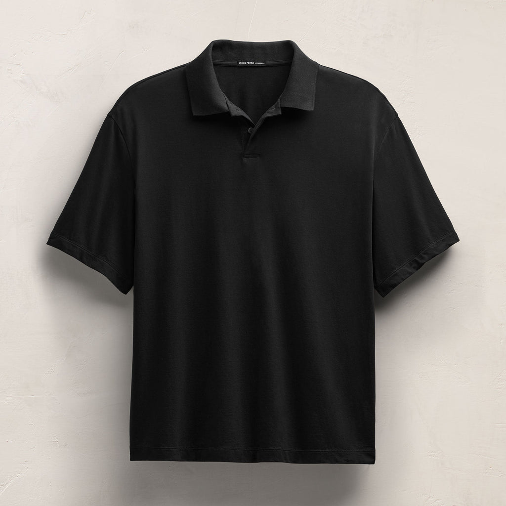 Polo surdimensionné en jersey lourd de luxe - Noir